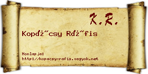 Kopácsy Ráfis névjegykártya